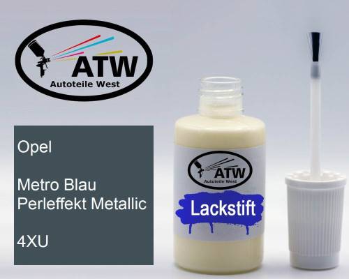 Opel, Metro Blau Perleffekt Metallic, 4XU: 20ml Lackstift, von ATW Autoteile West.